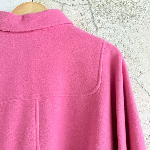 Vtg 90s Cape Coat Pink 100% Wool Swing Overcoat Button Front Poncho Capelet Glam - Picture 6 of 10